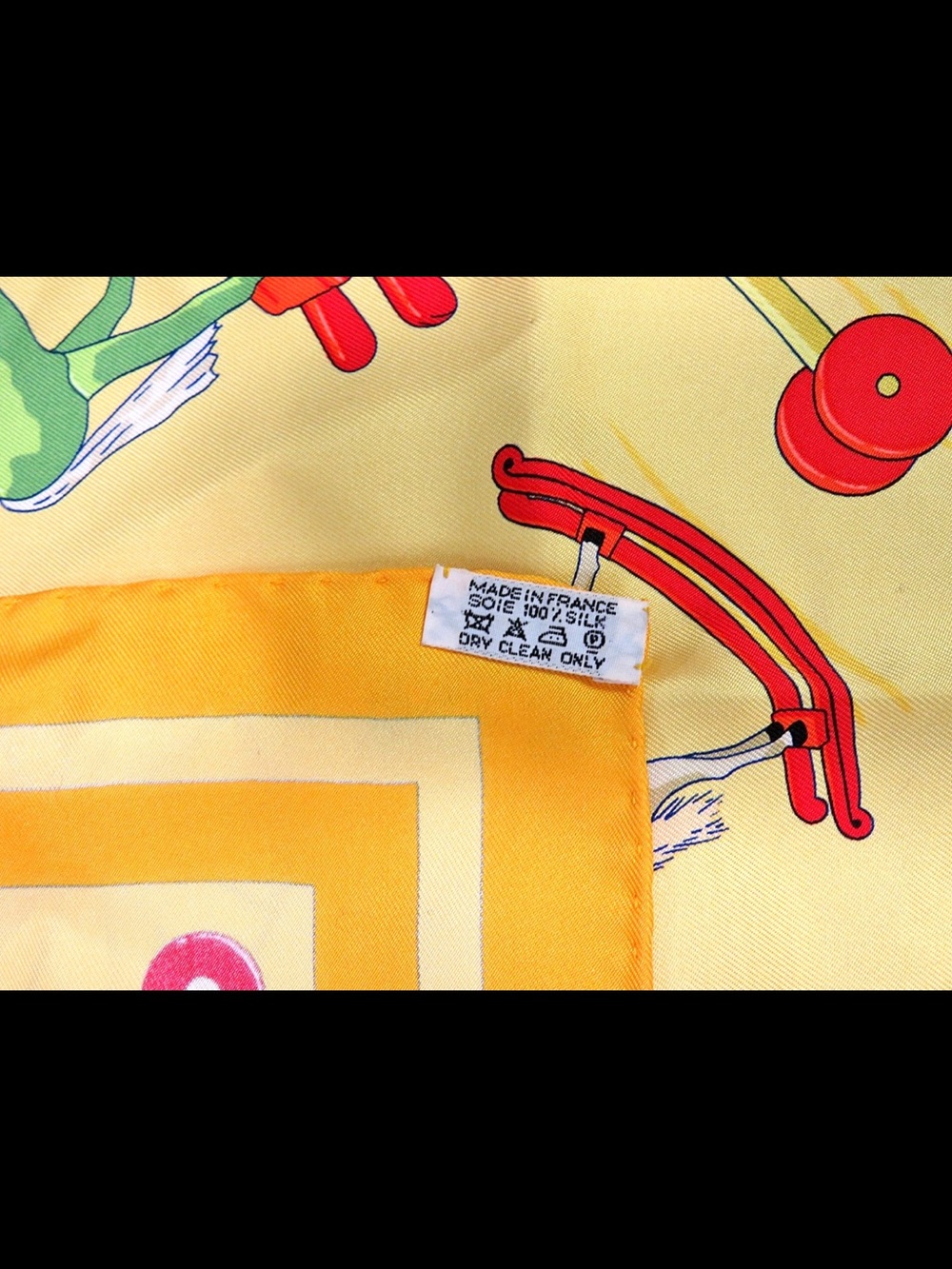 Hermes Yellow Scarf with Multicolor Rocking Horse Motif - Picture 10 of 11